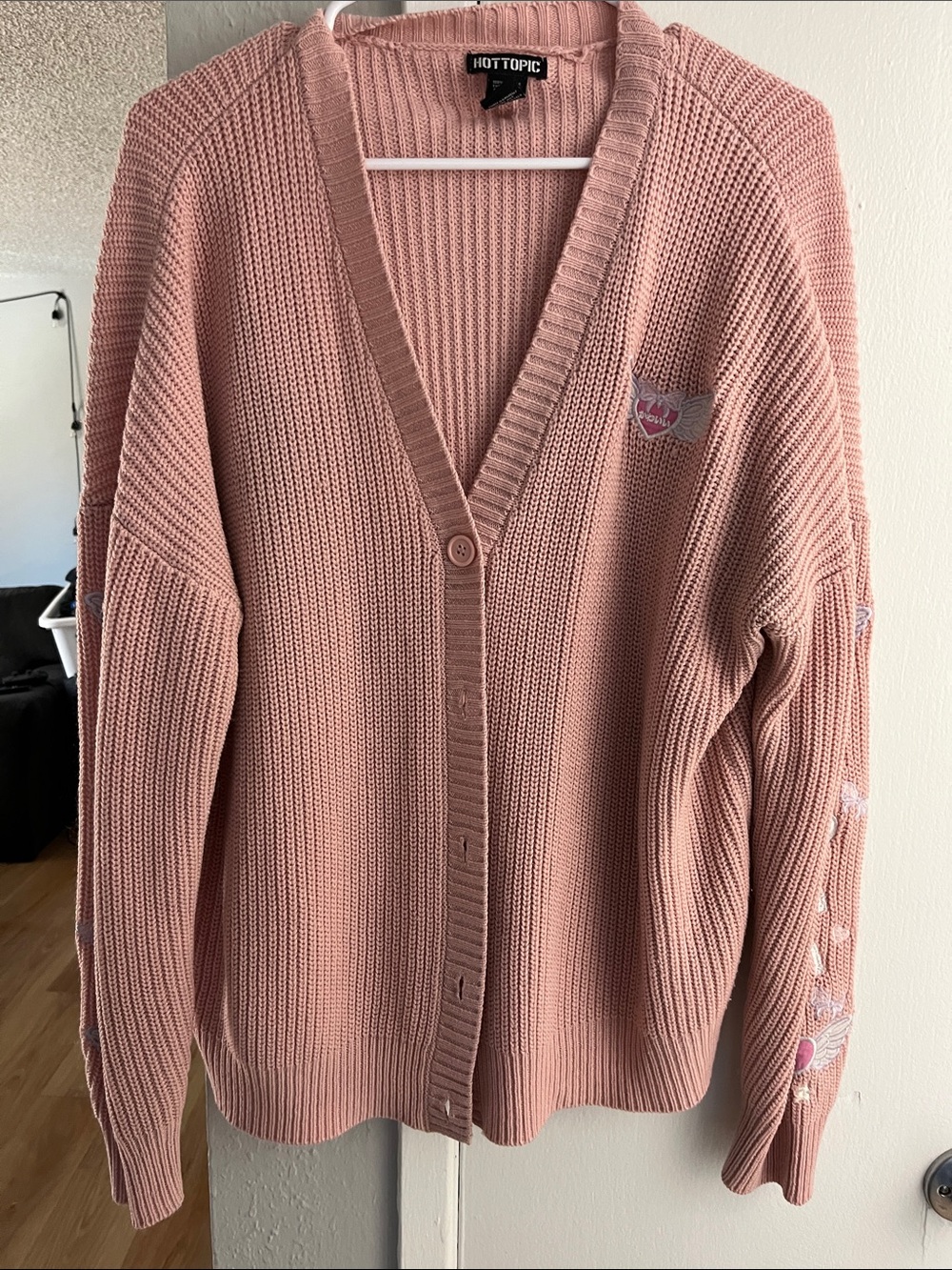 Hot Topic Pink Embroidered Kawaii Cardigan